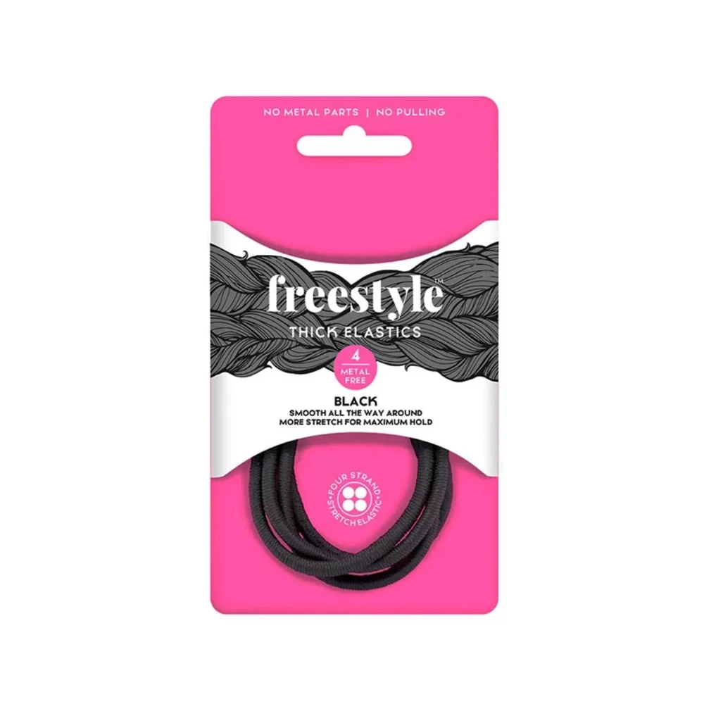 Freestyle Metal Free Hair Elastics – Black 4 Pack 3 Freestyle Metal Free Hair Elastics – Black 4 Pack